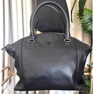 AUTHENTIC TORY BURCH BLACK LEATHER LIMITED EDITION MOON TOTE